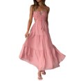 thumbnail image 1 of Michellecmm  Women Summer Casual Long Dress Solid Color Tie-Up Sling Dress, 1 of 9