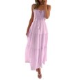 thumbnail image 1 of Michellecmm  Women Summer Casual Long Dress Solid Color Tie-Up Sling Dress, 1 of 9