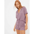 thumbnail image 1 of Michellecmm  Women Summer Pajama Set Solid Color Short Sleeves Shirt and Shorts, 1 of 2