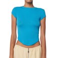 thumbnail image 1 of Michellecmm Women T-shirt, Crew Neck Short Sleeve Solid Slim Fit Summer Tops Streetwear for Casual Daily, 1 of 6