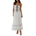 thumbnail image 1 of Michellecmm  Women Tube Dress Bow Contrast Color Ruffled Ruched Flowy Long Dress, 1 of 9
