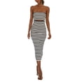 thumbnail image 1 of Michellecmm Women Tube Dress, Strapless Backless Hollowed Striped Patchwork Long Dress Clubwear, 1 of 9