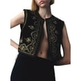 thumbnail image 1 of Michellecmm Women Vest, Sleeveless Open Front Embroidery Flower Sequined Outwear Gilet for Casual Street, 1 of 9