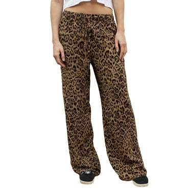 Michellecmm  Women Wide-Leg Pants Stripe/Zebra/Leopard Elastic Waist Trousers