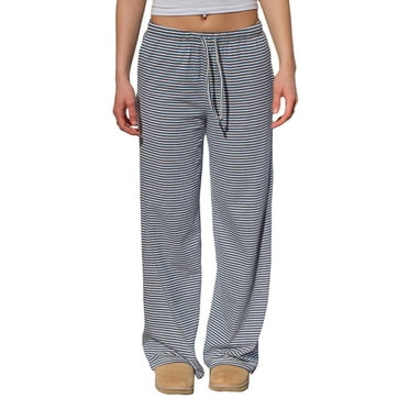 Michellecmm  Women Wide-Leg Pants Stripe/Zebra/Leopard Elastic Waist Trousers