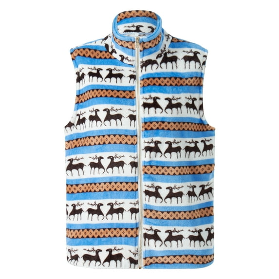 Michellecmm Women Wild Christmas Waistcoat Geometric Print Stand Collar Vests