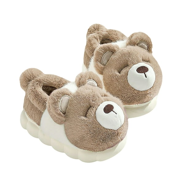 Michellecmm Women Winter Slippers Cute Bear Shaped Fuzzy House Shoes Warm Novelty Couple Slippers