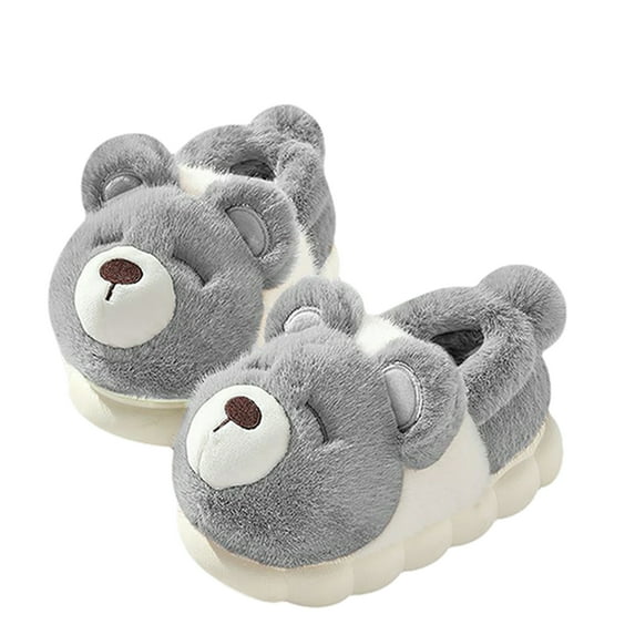 Michellecmm Women Winter Slippers Cute Bear Shaped Fuzzy House Shoes Warm Novelty Couple Slippers