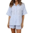thumbnail image 1 of Michellecmm  Women’s 2 Piece Outfits Graphic Short Sleeve Button Shirt + Shorts, 1 of 9
