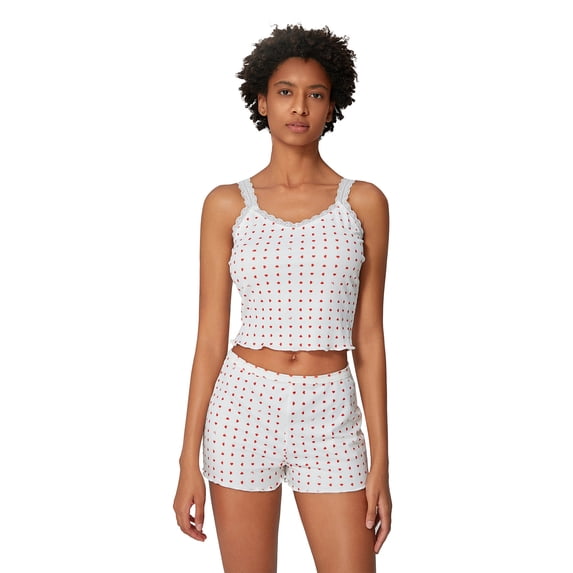 Michellecmm Women's 2 Piece Pajama Set Sleeveless Lace Trim Cami Tops Floral Shorts Sleepwear Sets