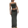 thumbnail image 1 of Michellecmm  Women’s 2 Piece Summer Outfits, Solid Color Tube Tops + Long Skirt Set, 1 of 4