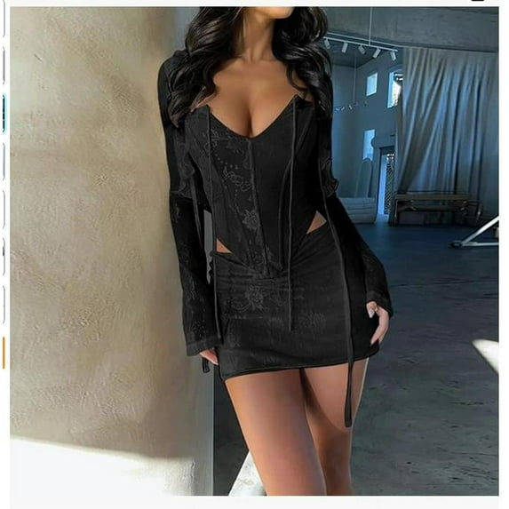 Michellecmm Women’s 2 Piece Summer Outfits Strapless Jacquard Corset Tube Tops + Ruched Skirt Set Clubwear