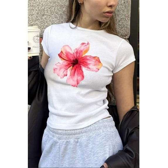 Michellecmm Women's 4th of July Tops Casual Slim Fit Star Print Round Neck Short Sleeve T-Shirt