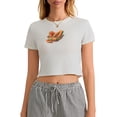 thumbnail image 1 of Michellecmm  Women's Baby Tee Slim Cherry Print Round Neck Short Sleeve Crop Tops, 1 of 9