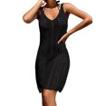 thumbnail image 1 of Michellecmm Women's Beach Dress Slim Fit V Neck Sleeveless Hollow Out Tank Dress Pullover Beach Cover Up Dress, 1 of 5