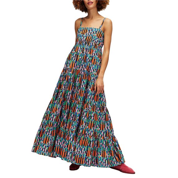 Michellecmm Women’s Boho Long Dress Fashion Print Sleeveless Tiered Beach Dress