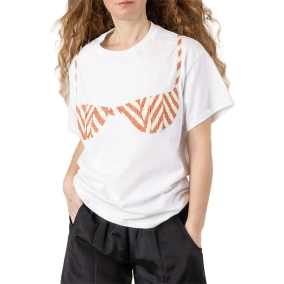 Michellecmm Women's Bra Patch T-Shirt Short Sleeve Round Neck Casual Tops