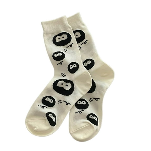 Michellecmm Women’s Cute Crew Socks Bunny Dots Print Cotton Socks Soft Breathable Mid Calf Socks