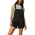 thumbnail image 1 of Michellecmm Women's Denim Classic Adjustable Straps Cuffed Hem Bib Overalls Casual Rolled Shortalls S-2XL, 1 of 8