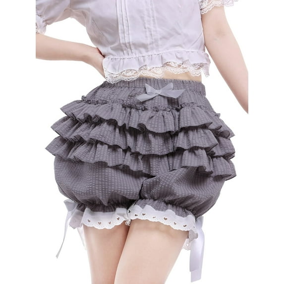 Michellecmm Women's Fashion Shorts Fashion Lace Trim Layered Ruffle Short Pants