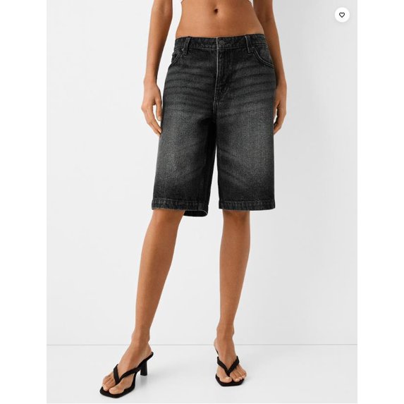 Michellecmm Women's Knee Length Denim Shorts Mid Rise Baggy Jean Short Pants