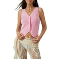thumbnail image 1 of Michellecmm  Women's Knitted Vest Solid Color V-Neck Button Down Waistcoat, 1 of 9