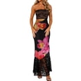 thumbnail image 1 of Michellecmm  Women's Long Bodycon Dress Strapless Lace Patchwork Tube Dress, 1 of 9