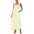 thumbnail image 1 of Michellecmm  Women’s Long Dress Sleeveless Tie Shoulder Stripes Print Tiered Dress, 1 of 4