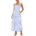 thumbnail image 1 of Michellecmm  Women’s Long Dress Sleeveless Tie Shoulder Stripes Print Tiered Dress, 1 of 3