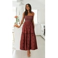 thumbnail image 1 of Michellecmm  Women's Long Dress Square Neck Shirred Tiered Spaghetti Strap Dress, 1 of 2