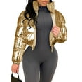 thumbnail image 1 of Michellecmm Women's Metallic Puffer Jacket Winter Warm Stand Collar Quilted Coat Zip Up Outwear, 1 of 7