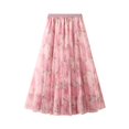 thumbnail image 1 of Michellecmm Women's Midi Skirts Floral Print Layered Tulle Elastic Waist Skirts Spring Summer Casual A-line Skirts, 1 of 7
