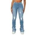 thumbnail image 1 of Michellecmm  Women’s Ripped Stacked Jeans Fashion High Rise Slim Fit Denim Pants, 1 of 9