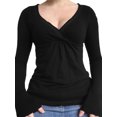 thumbnail image 1 of Michellecmm Women's Spring Slim Fit Tops Solid Color Long Sleeve Wrap V-Neck T-Shirt Streetwear(S,M,L,XL), 1 of 9