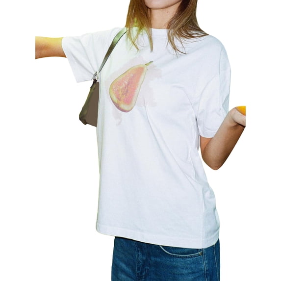 Michellecmm Women's Summer Loose Tops Cute Bow/Fruit Print Short Sleeve T-Shirts