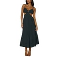 thumbnail image 1 of Michellecmm Women's Summer Midi Cami Dress Solid Color Spaghetti Strap V-Neck Cutout Beach Flowy Dress, 1 of 4