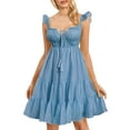 thumbnail image 1 of Michellecmm Women's Summer Mini Dress Sleeveless Square Neck Tie-up Front A-line Tank Dress Beach Dress, 1 of 2