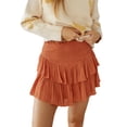 thumbnail image 1 of Michellecmm  Women's Summer Solid Color High Waist A-line Ruched Ruffle Skirt, 1 of 8