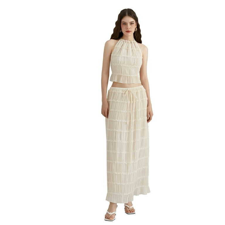 Sexy Vacation Solid Backless Fold Halter Sleeveless Two Pieces Sexy Vacation Solid Backless Fold Halter Sleeveless Two Pieces