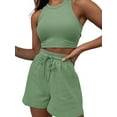 thumbnail image 1 of Michellecmm Women’s Two Piece Summer Outfits, Sleeveless Waffle Tank Tops and Shorts Set Loungewear, 1 of 6