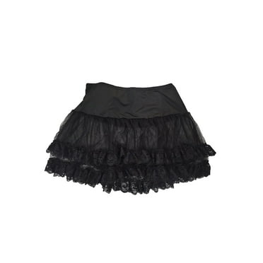 Michellecmm Womens Lace Mesh Mini Skirt Low Rise See Through Layered Ruffle Skirt