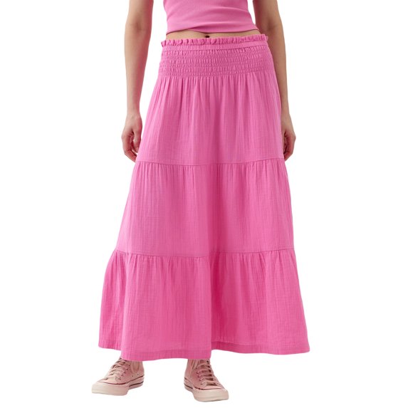 Michellecmm Womens Ruffled Long Skirts Smocked Pintucked Hem Flowy Skirts