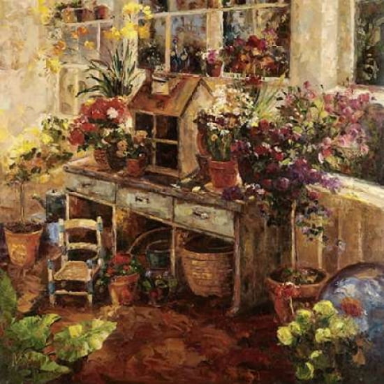 Michelles Potting Bench Canvas Art - Hong (24 x 24)