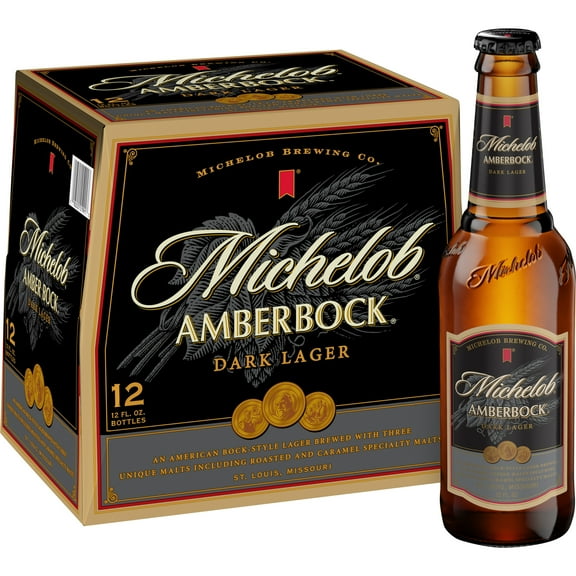 Michelob American Dark Lager Beer 12 pack 12 fl oz Glass Bottles 5.2% ABV