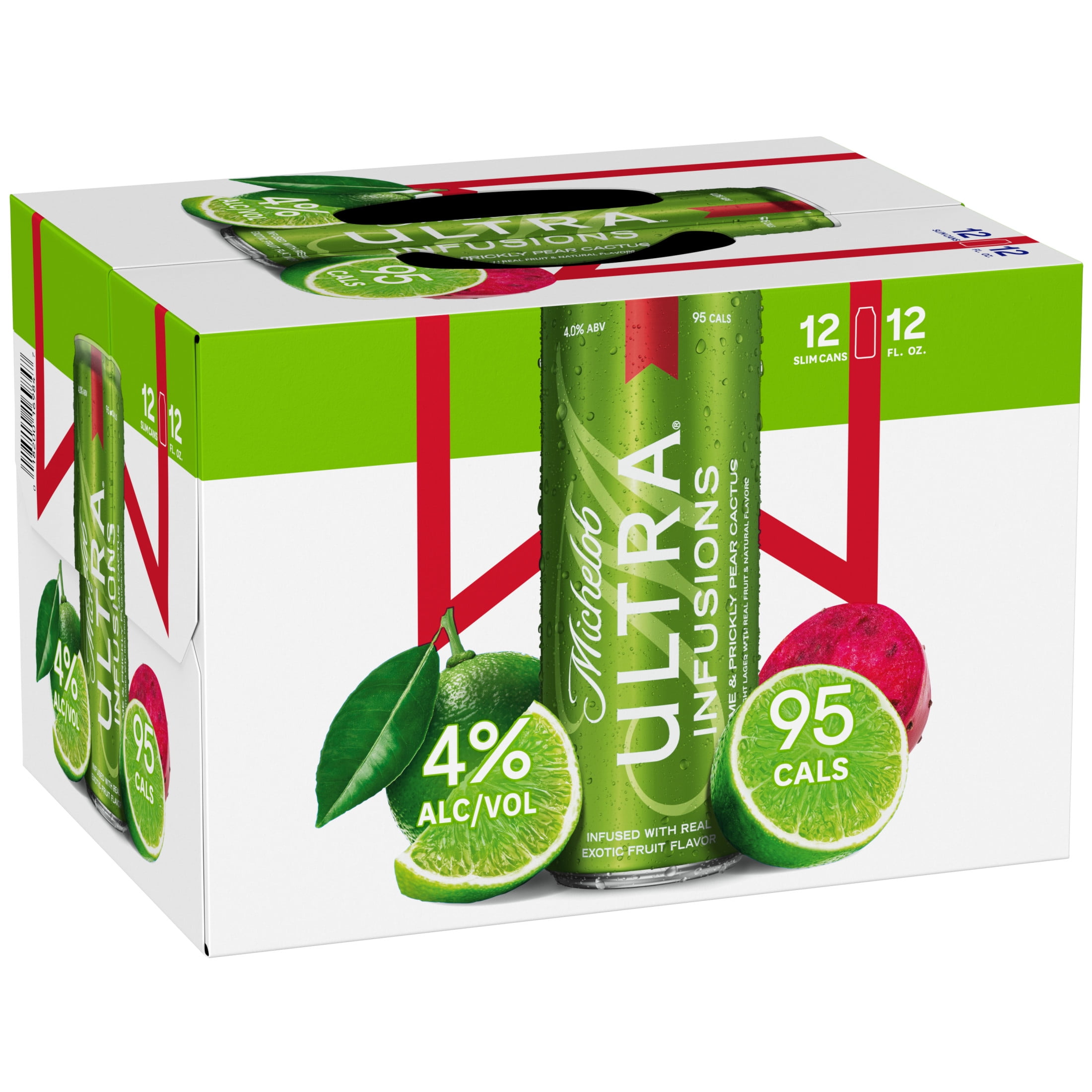 Michelob Ultra Infusions Lime & Prickly Pear Cactus American Beer 12 Pack 12 fl oz Aluminum Cans 4% ABV