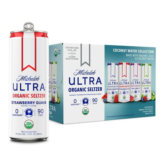 Michelob ULTRA Organic Hard Seltzer Coconut Water Variety Pack, 12 Pack, 12 fl oz Aluminum Cans, 4% ABV