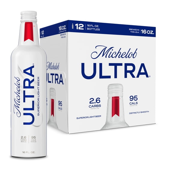 Michelob ULTRA Superior Light American Lager Beer, 12 pack, 16 fl oz Aluminum Bottles, 4.2% ABV
