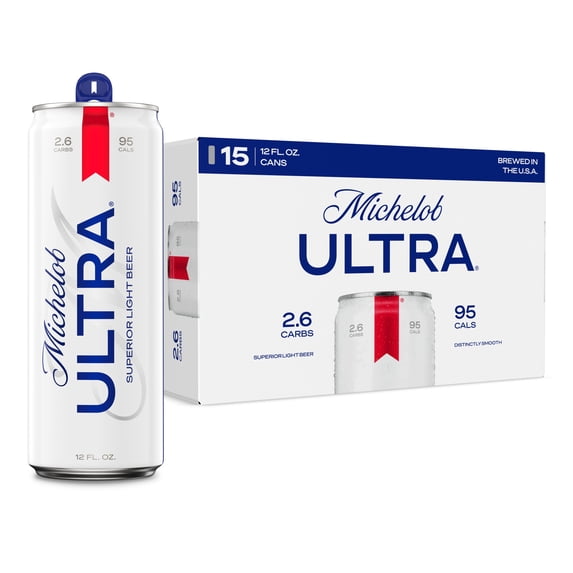 Michelob ULTRA Superior Light American Lager Beer, 15 pack 12 fl oz Aluminum Cans 4.2% ABV