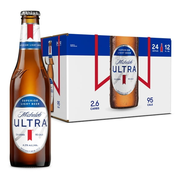 Michelob ULTRA Superior Light American Lager Beer, 24 pack 12 fl oz Glass Bottles 4.2% ABV