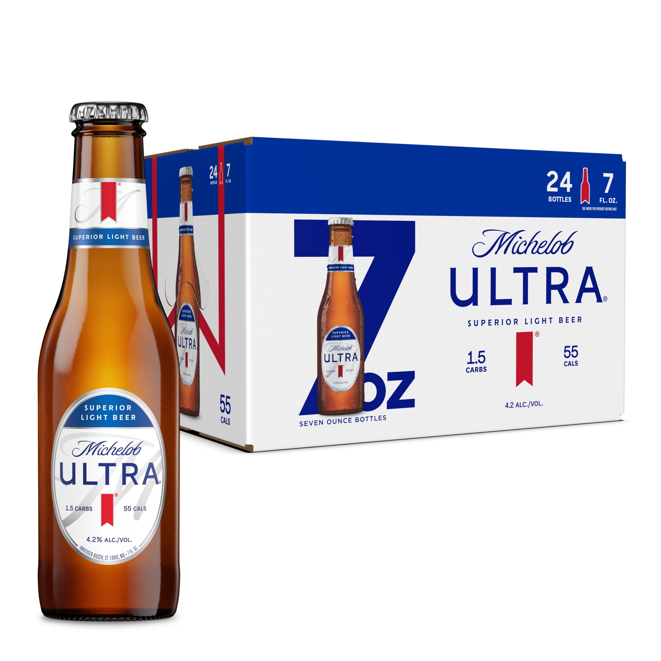 Michelob ULTRA Superior Light American Lager Beer, 24 pack 7 fl oz Glass Bottles 4.2% ABV